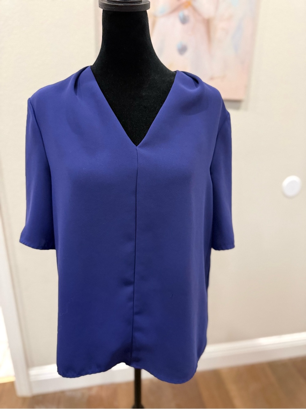 LK Bennett V-Neck Short Sleeve Blouse - Blue